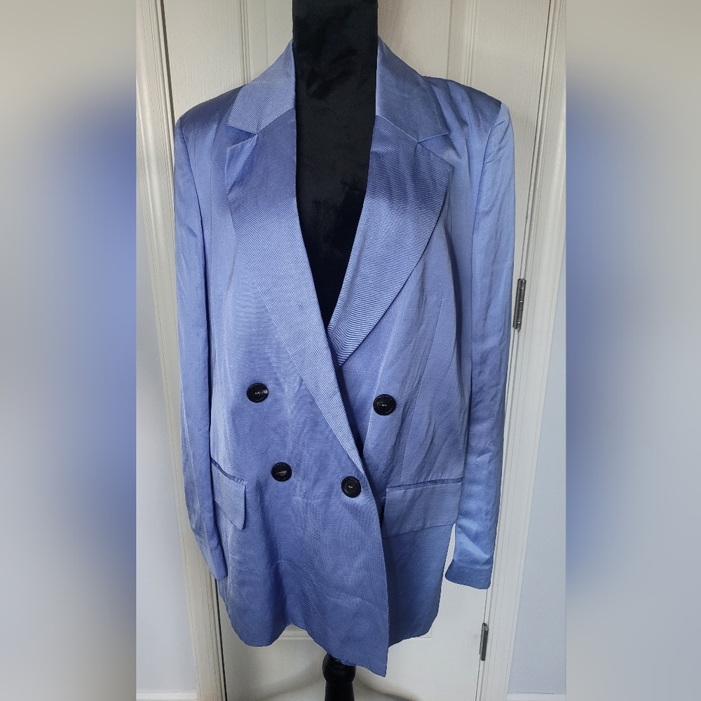 PESERICO Italian Double-Breasted Blue Blazer. Sz 46. NWT‎ MSRP $1145 Call Out